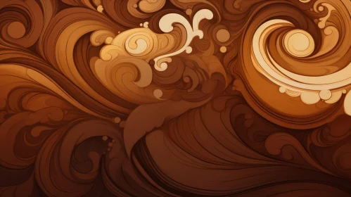 Elegant Coffee-Colored Swirls and Flourishes Background