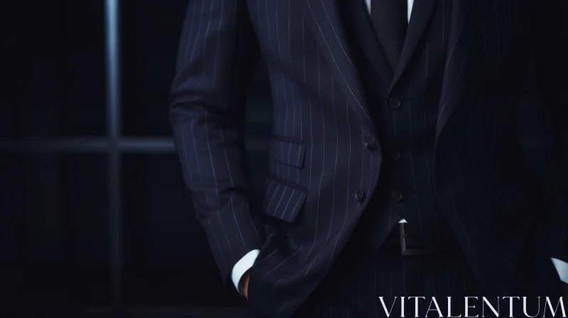 Elegant Man in Dark Blue Suit - Close-up Portrait AI Image