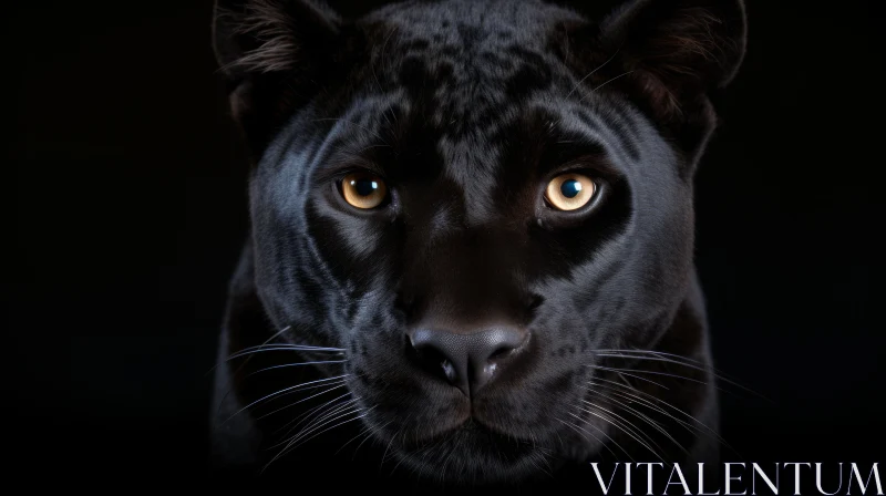 Intense Gaze: Stunning Black Panther Close-up AI Image