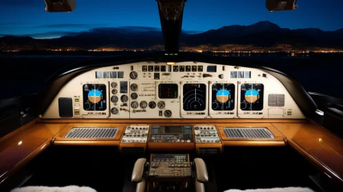 Private Jet Cockpit View at Night