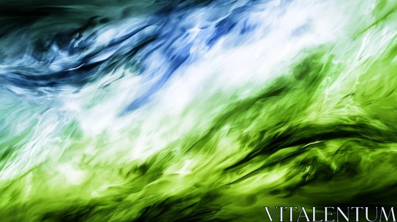 Serene Blue and Green Abstract Painting AI Image