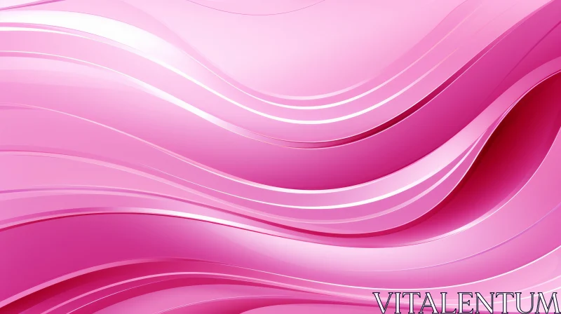 Pink Waves on Soft Background - Abstract Art AI Image