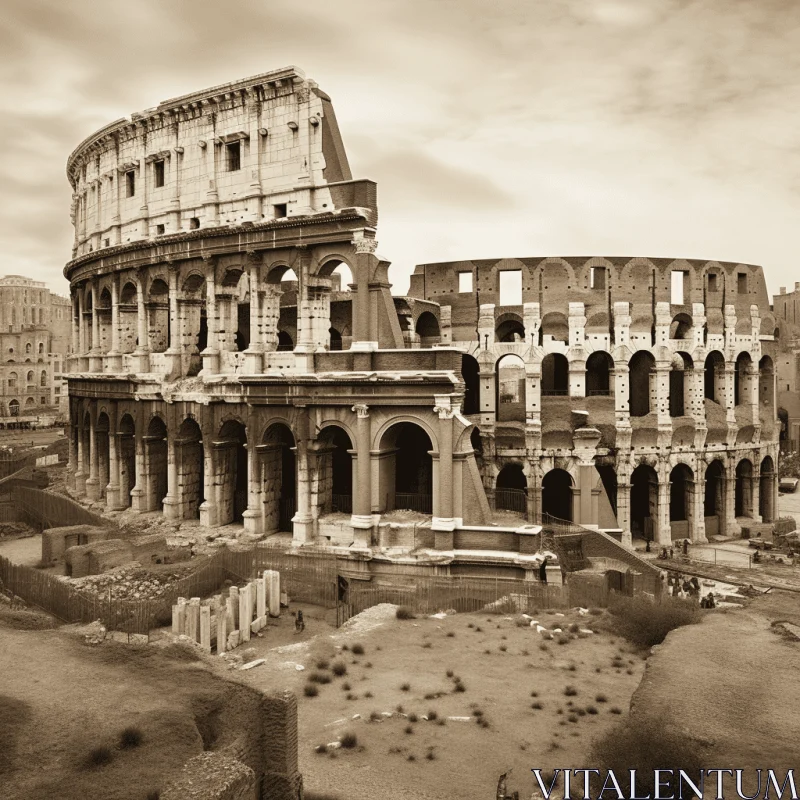 Sepia Picture of the Coliseum in Rome | Gothic Romanticism Style AI Image