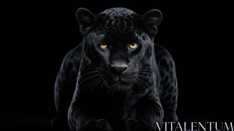 Melanistic Black Panther Wildlife Portrait AI Image
