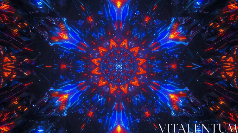 Symmetrical Kaleidoscope Flower Pattern | 3D Illustration AI Image