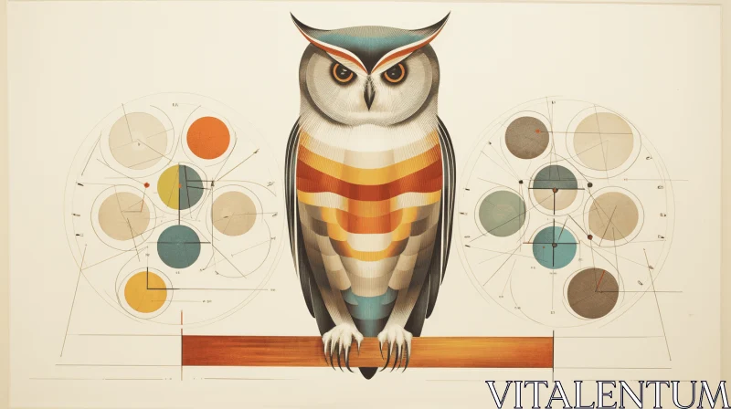 Captivating Owl Art: Geometric Abstraction and Scientific Illustrations AI Image