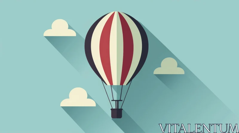 Red and White Hot Air Balloon Flight Design AI Image