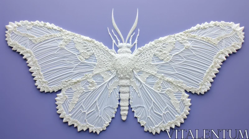 White Moth Lace Wings on Purple Background Stock Photo AI Image