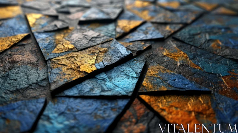 Blue and Gold Stone Surface Texture AI Image