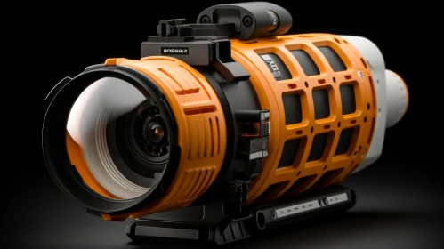 Futuristic Metal Camera with Large Lens | 3D Rendering