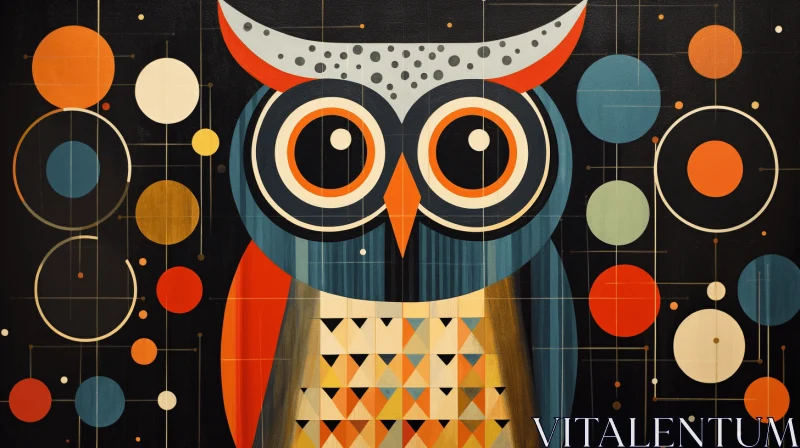 Mesmerizing Owl Portrait with Circles and Patterns | Americana Iconography AI Image