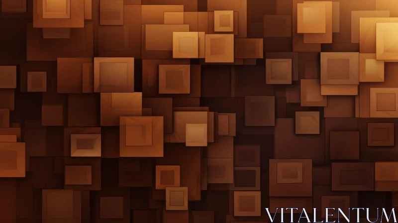 Wooden Cubes 3D Rendering | Abstract Wall Art AI Image