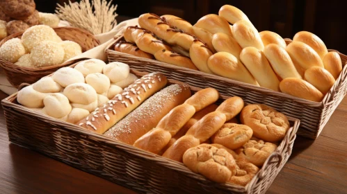 Delicious Assortment of Bread in Wicker Baskets