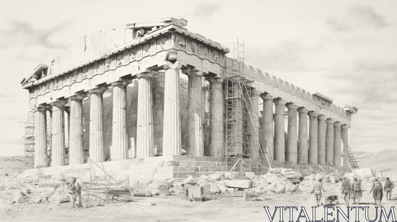 Captivating Drawing of the Parthenon: Meticulous Artistry in Pencil AI Image