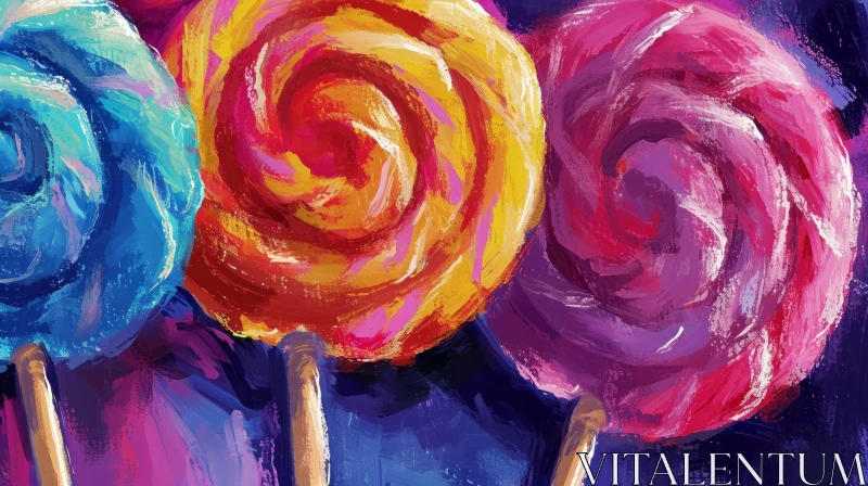 Colorful Lollipop Painting with Realistic Texture AI Image