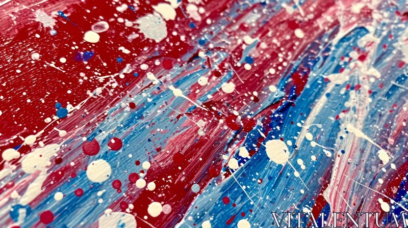 Dynamic Abstract Painting in Red, Blue, and White AI Image
