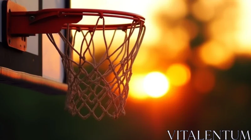 Basketball Hoop at Sunset - Sports Background Image AI Image