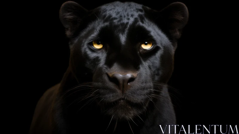 Intense Black Panther Staring with Yellow Eyes AI Image