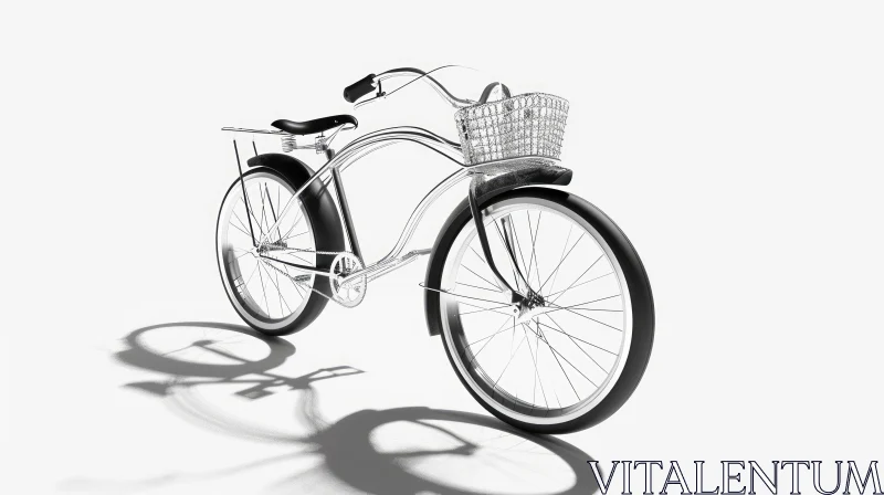 Classic Bicycle 3D Rendering with White Basket AI Image