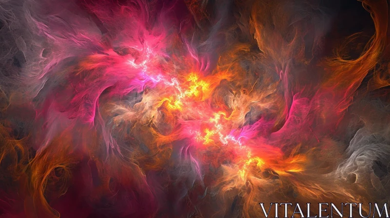 Fiery Fractal Artwork in Bright Colors AI Image