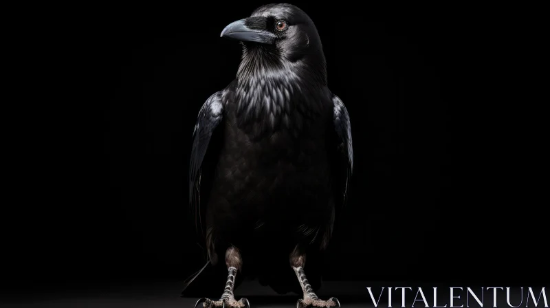 Glossy Raven Portrait in Dark Setting AI Image
