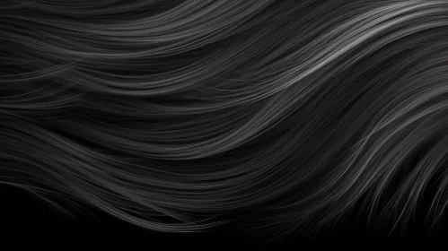 Monochrome Wavy Hair Art - Abstract 3D Rendering