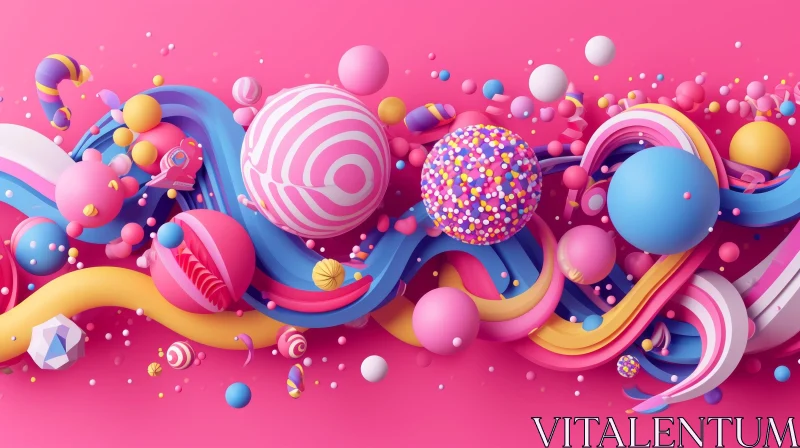 Colorful Abstract 3D Rendering with Playful Spheres AI Image