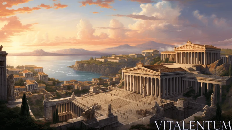Majestic Painting of Ancient Buildings and Art Museum in Athens AI Image