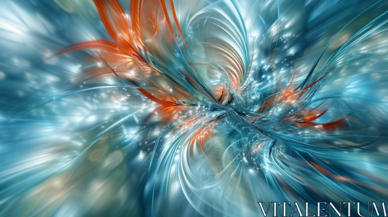 Intricate Fractal Artwork in Blue and Orange Palette AI Image