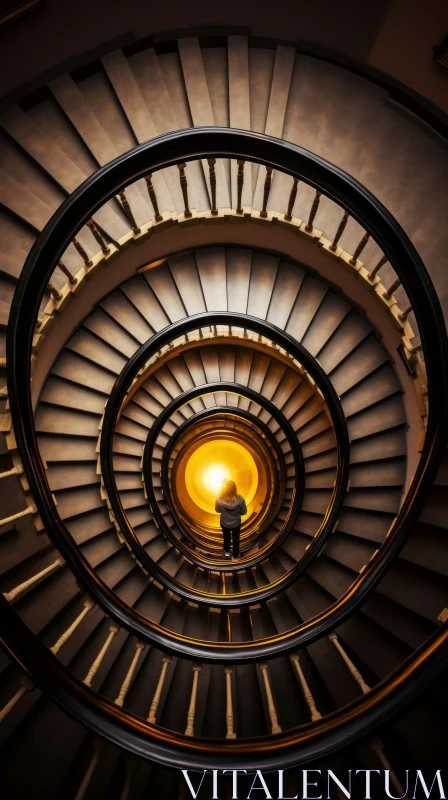 Unique Spiral Staircase with Person - Architectural Beauty AI Image