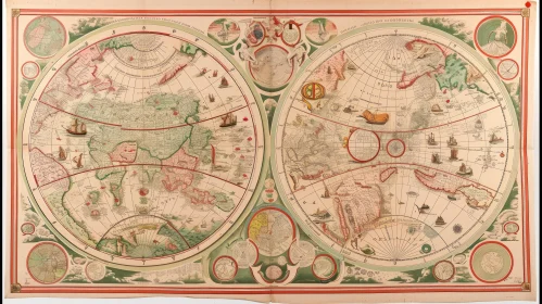 17th-Century Atlas: World and Celestial Maps
