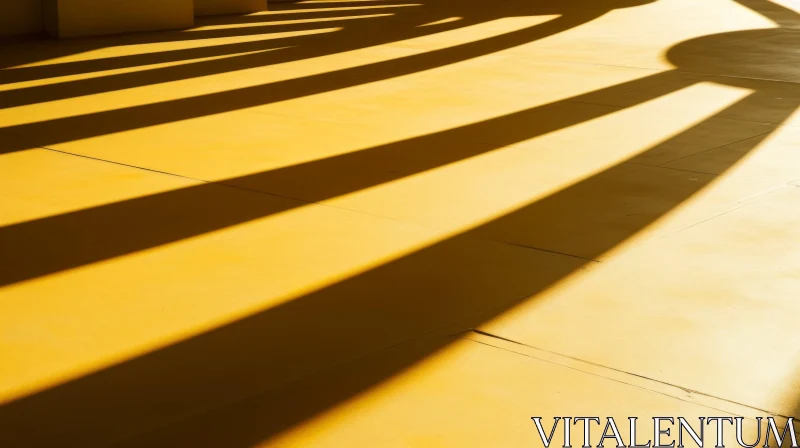 Curved Shadows on Yellow Tiled Floor AI Image