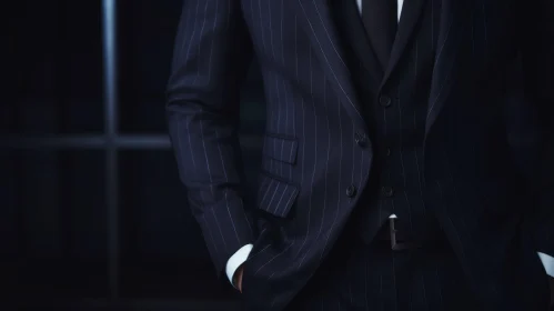Elegant Man in Dark Blue Suit - Close-up Portrait