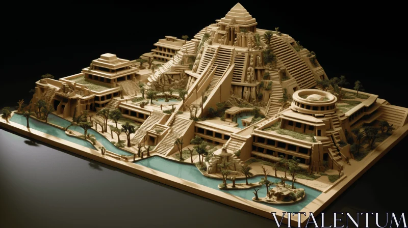Exquisite Hyper-Realistic Water Art: Ancient Egyptian Structure AI Image