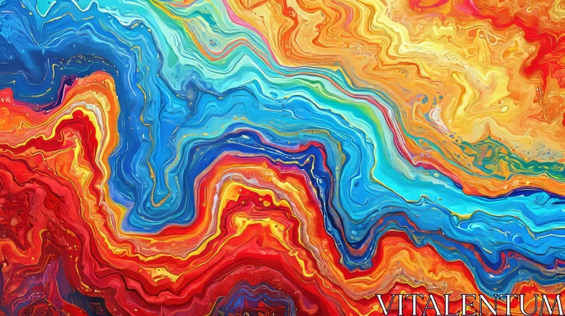 Vibrant Abstract Painting with Colorful Palette AI Image