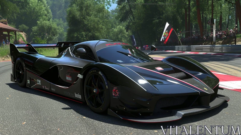 Black Ferrari FXX K Race Car Speeding on Track AI Image