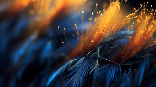Blue and Yellow Feather Close-Up - Nature Beauty
