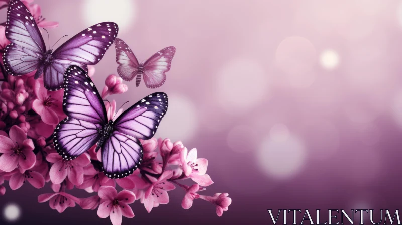 Cherry Blossom and Butterfly Floral Background AI Image