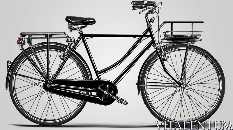 Vintage Classic Bicycle in Black and White AI Image