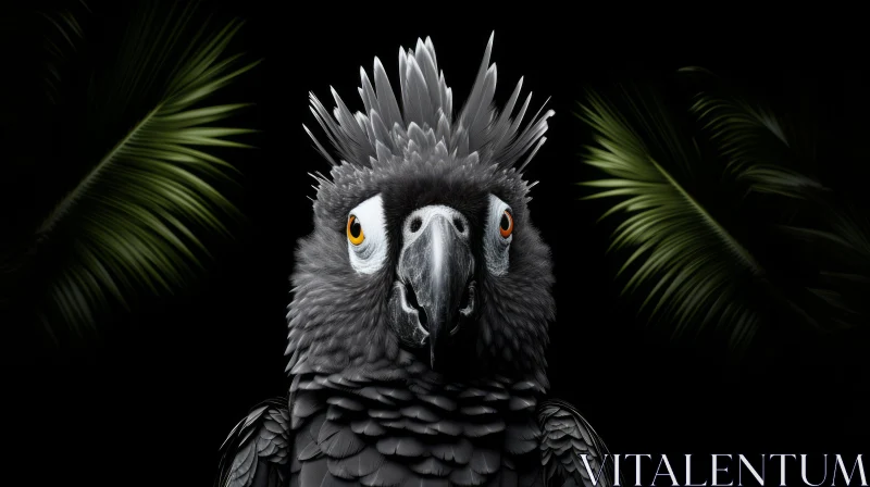 Intriguing Parrot Portrait with Orange Eyes AI Image