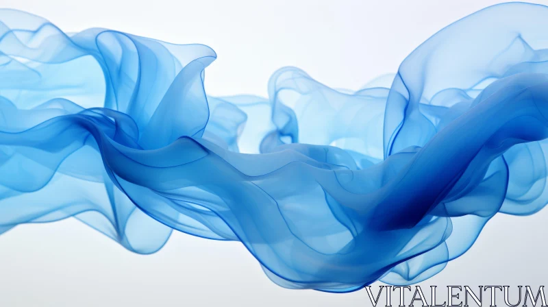 Blue Silk Scarf 3D Render with Flowing Wave Pattern AI Image