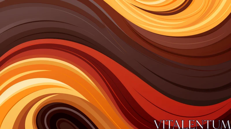 Dynamic Abstract Brown Orange Yellow Waves AI Image