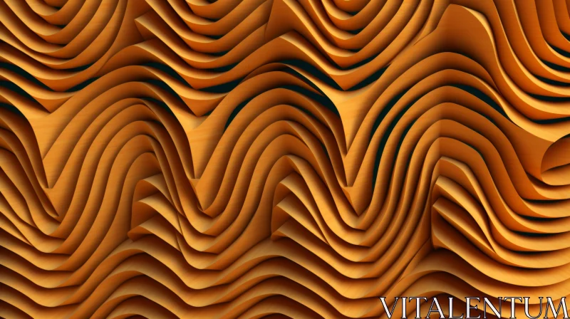 Golden Waves 3D Rendering - Tranquil Abstract Art AI Image