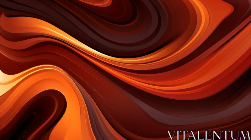 Orange and Brown Waves Abstract Background AI Image