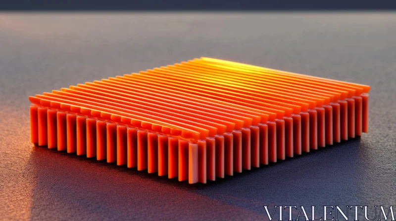 Orange Ribbed Cube - 3D Abstract Art AI Image