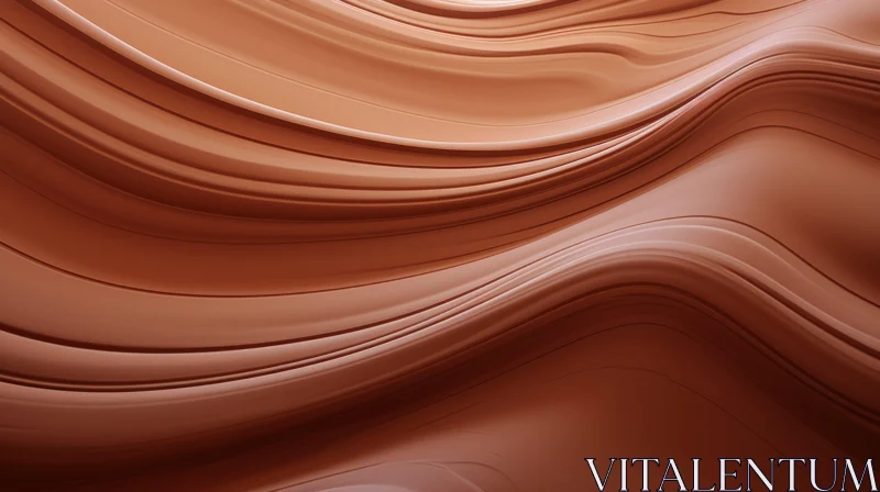 Brown Silky Fabric Waves Light Background AI Image
