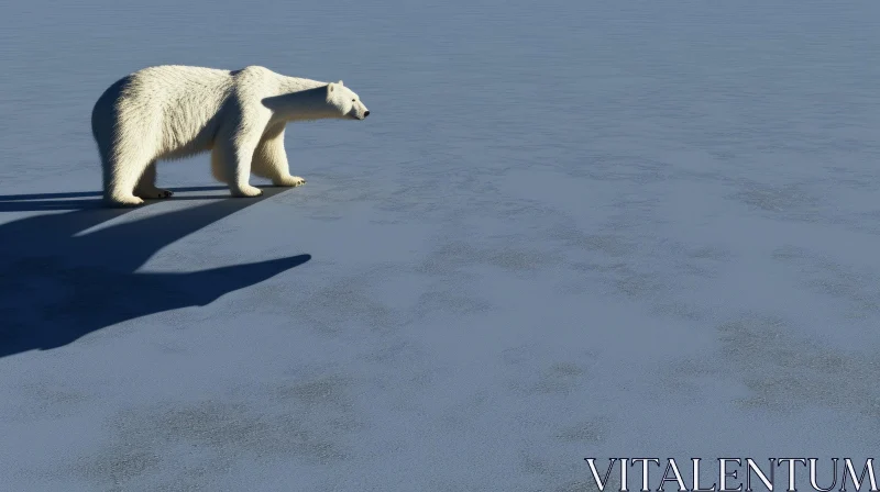 AI ART Graceful Polar Bear Walking on Ice Floe in Arctic Landscape