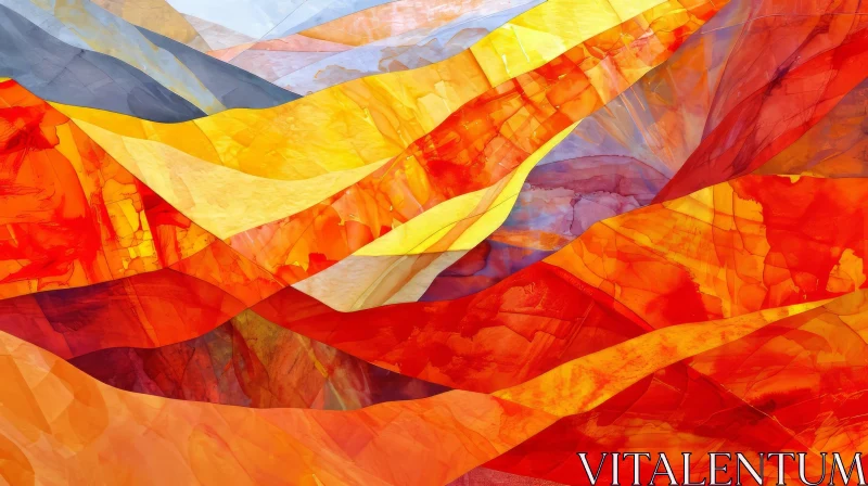 Vibrant Abstract Painting with Warm Tones - Artistic Harmony AI Image