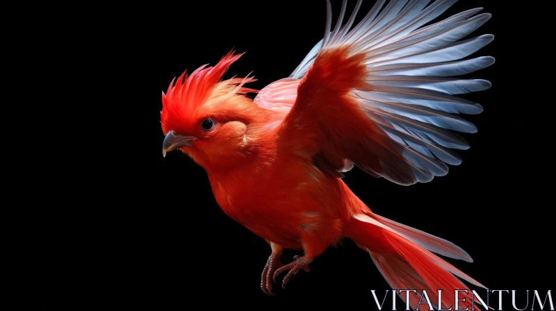Elegant Red Bird Wildlife Photography AI Image