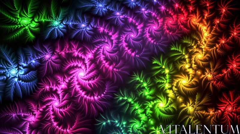 Colorful Fractals Spiral Pattern Display AI Image